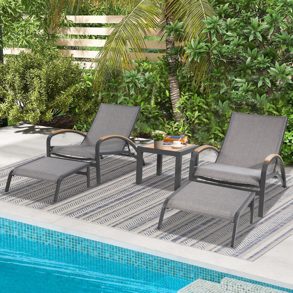 Peak Home Furnishings Patio Aluminum Chaise Lounge Set With Ottomans